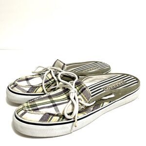 Sperry Yellow Plaid Backless Slip On Canvas Sneakers size 8
